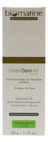 Control Derm A5 Controle De Oleosidade 50ml Biomarine Momento de aplicação Dia/Noite Tipo de pele Oleosa