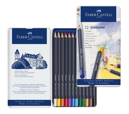 Imagen 1 de 5 de Estuche 12 Lápices De Colores, Goldfaber Faber Castell