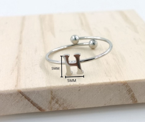 2 Uds De Anillos Con Inicial Acero Inoxidable Vie Or H Ajustable