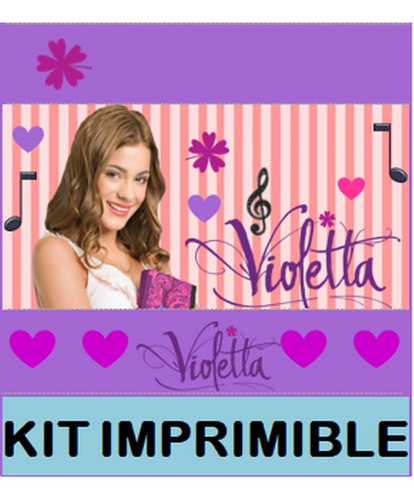 Kit Imprimibles Editables Violetta Cotillon + Candy Bar
