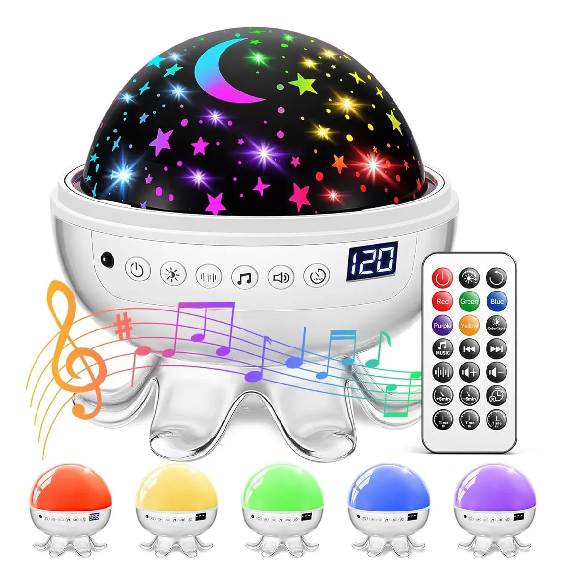 Máquina De Sonido Y Proyector Nocturno Para Bebés Blanco