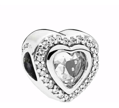 Charm Corazón Brillante Plata De Ley S925 Para Pandora 