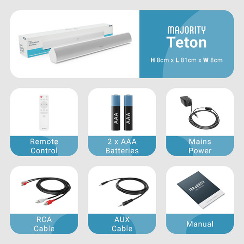 Barra De Som Majority Teton 2.1 Channel 120w Com Subwoofer