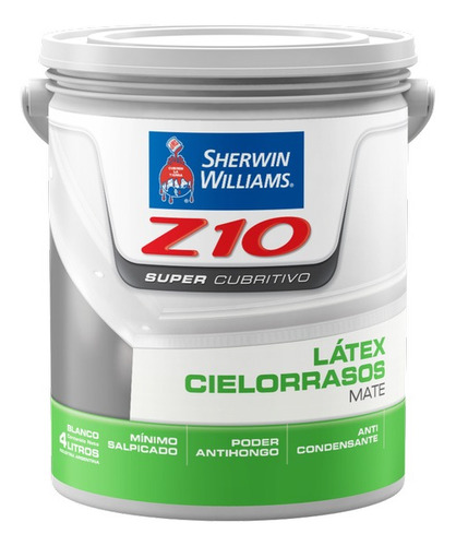 Pintura Mate Cielorrasos Z10 Cubritivo Sherwin Williams 4 Lt