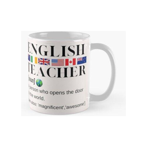 Taza Profesor De Inglés Que Habla Inglés Banderas, Globo Y D