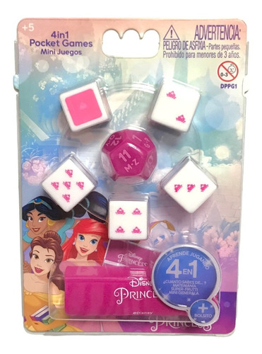 Mini Juegos Intek Dados 4 En 1 Infantil Color Princesas