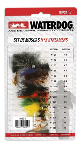 Kit 15 Moscas Fly Pesca Waterdog Streamers Anzuelos #6 - #8