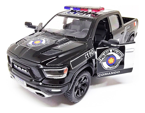 Kit 2 Miniatura Polícia Militar E Bombeiros - Dodge Ram 1/46 Cor Preto