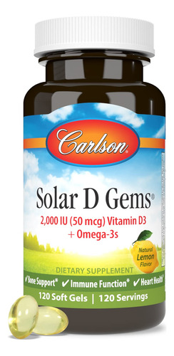 Carlson Labs Solar D Gems Vitamina D3 2000 Ui 120 Softgels