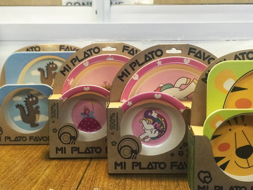 Set Plato Vaso Cubiertos Bebe Fibra Bamboo Eco Silmar