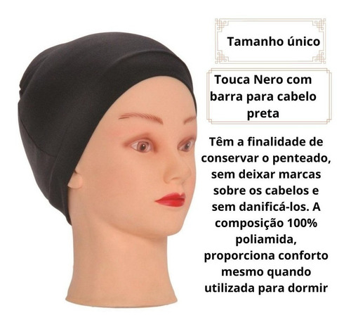Touca Capilar Nero Santa Clara Poliamida Preta