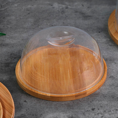 Porta Queijos Queijeira Bambu Com Tampa Bolos Frutas Tortas