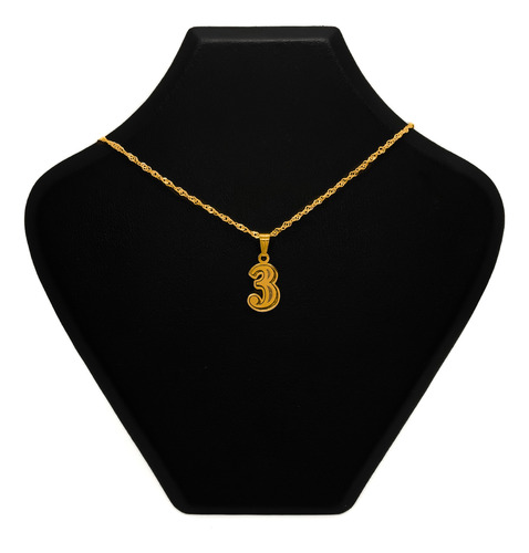 Cadena Y Dije Números Oro 18k 3 - Tres 40 Cm