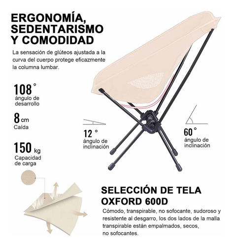 Silla Plegable Portátil Para Camping Playa Exteriores Color Blanco