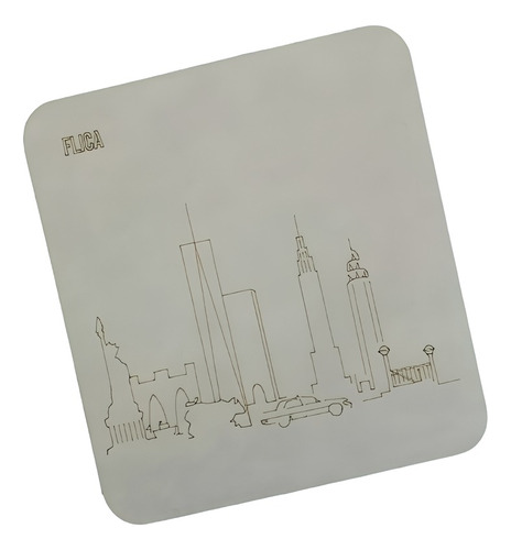 Mouse Pad Eco Cuero Moderno Premium Color Gris Diseño Impreso New York