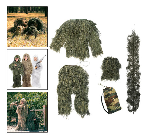 Traje Ghillie Para Niños Trajes De Caza 3d Verde 140~160cm