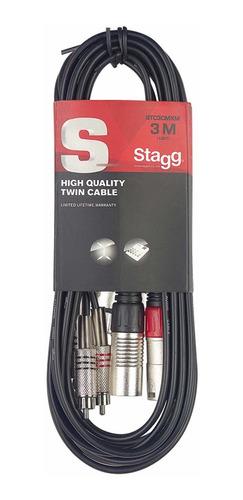 Cable Doble Xlr Rca Stagg Stc3cmxm 10 Pies