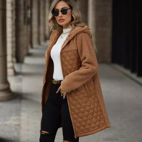 Abrigo De Felpa Con Cremallera Y Capucha De Moda Para Mujer