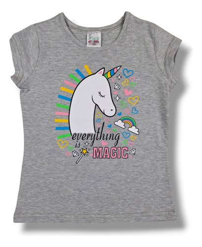 Conjunto Niña Blusa Unicornio Y Falda Short Corazones
