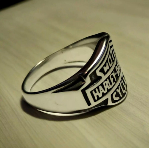 Anillo Harley - Davidson / Motor Cycles En Acero Plateado 20