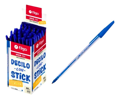 Lapicera Boligrafo Birome Filgo Stick Azul Pack X50 Unidades