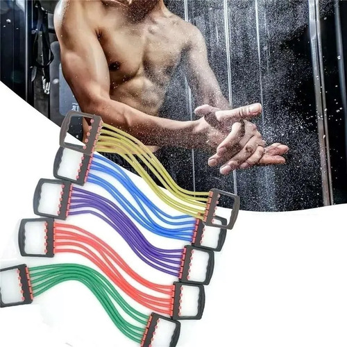 Imagen 4 de 10 de Extensor Brazos 5 Banda Elástica Ejercicios Pectoral Fitness