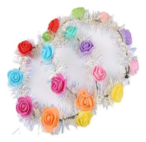 36 Diadema Corona Flores Luz Led Fiesta Festival