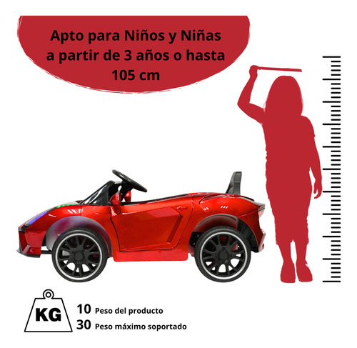 Montable Electrico Para Niños Deportivo Bluetooth Luces 12v Rojo
