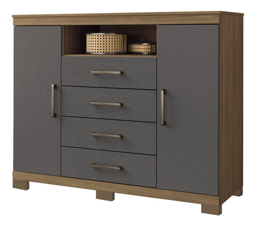 Cômoda Para Quarto 2 Portas 4 Gavetas 1 Nicho Master Fbwt