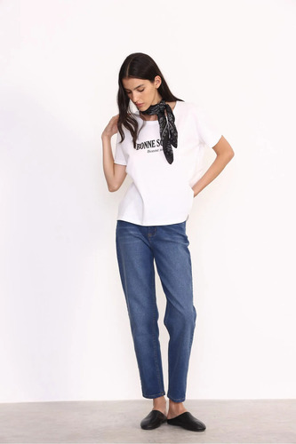 Jean Mom Mujer Basic Blue Yagmour Azul Acero Jean 28