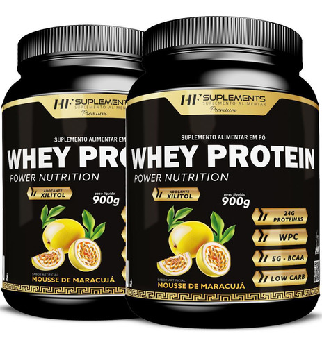 Kit 2x Whey Protein Power Nutrition Mousse De Maracuja 900g