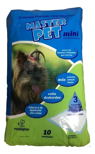 Paños Pañales Perro Entrenamiento 45x55 Master Pet Mini X10 Blanco Mini