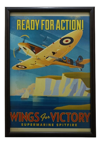 Poster Del Spitfire Op 2 Enmarcado _ 50 X 35 Cms 