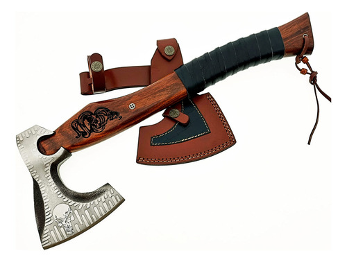 Cuchilla De Acero Al Carbono Con Hacha Vikinga, Hacha Tomaha