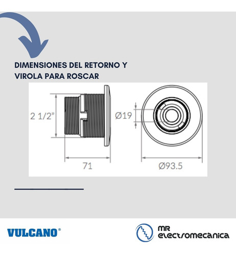 Imagen 6 de 10 de Kit Vulcano Hormigón Skimmer 38cm + 3 Retornos + 1 Virola