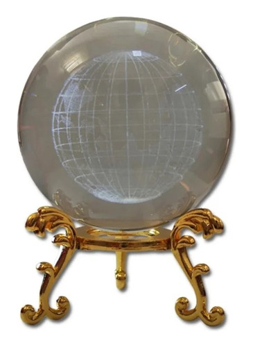 Enfeite De Vidro Peso Papel Esfera 3d Mapa Mundi Globo 8cm 
