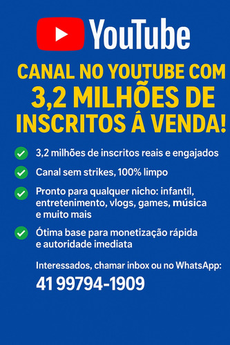 Canal Do Youtube Com Mais De 3,2 Milhões De Inscritos
