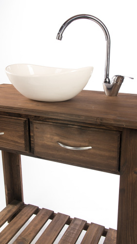 Imagen 6 de 7 de Super Combo Set Bacha Ovalada Griferia 80cm Vanitory Baño