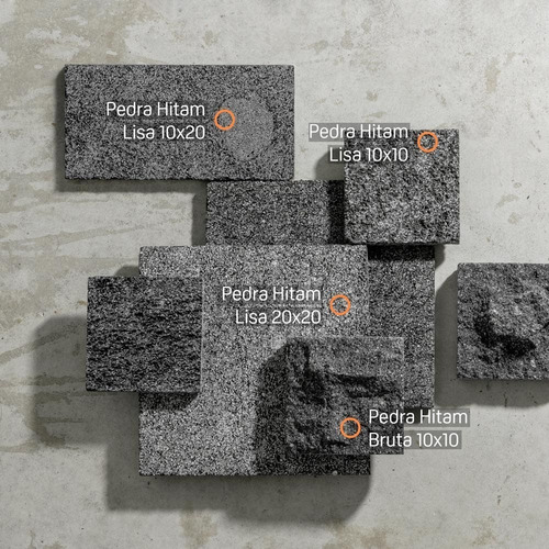 Pedra Hitam Lisa 20x20 Cm - M²