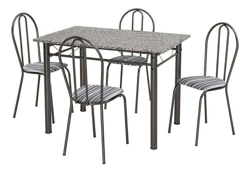 Conjunto De Mesa Monique Com 4 Cadeiras Craqueado Preto L