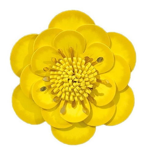 Painel 3 D  Floral Begônia Amarela C/ Metal M 21 X22,5cm
