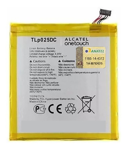 Bateria Tlp025dc Compatível Com One Touch Pixi Ot 8050