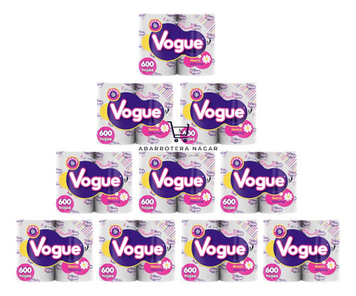 Papel Higiénico Vogue 40 Rollos De 600 Hojas C/u