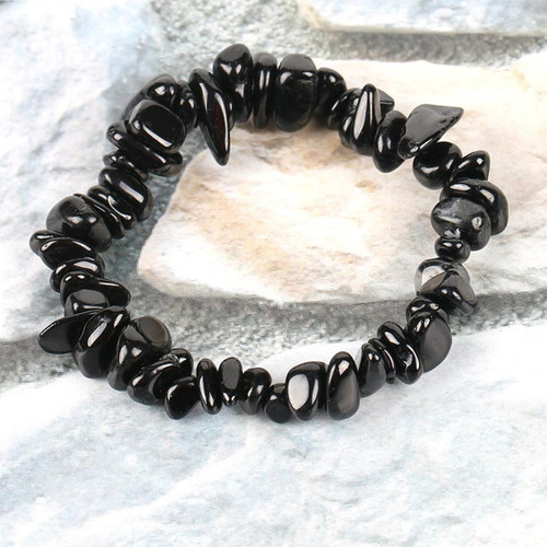 Pulsera De Obsidiana Natural En Chips