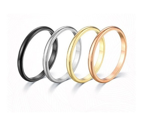 Nuevo Set 4 Anillos Multicolor 2mm Dama Acero Titanio A291