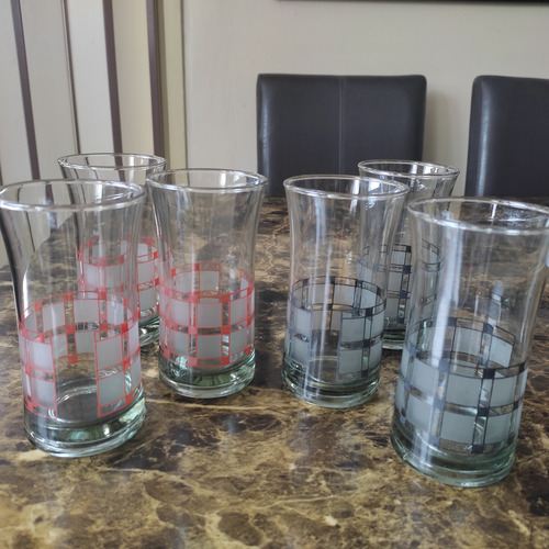 Juego De 6 Vasos Altos Dos Colores