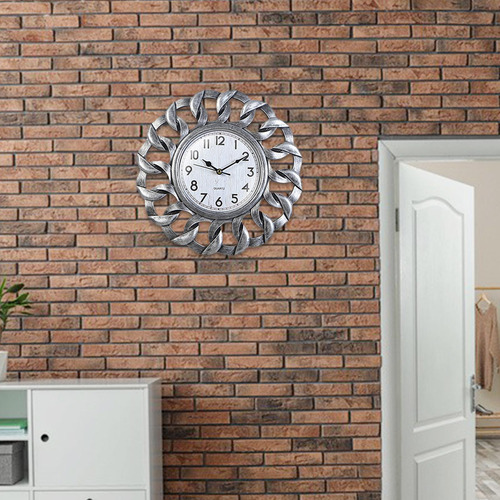Reloj De Pared Retro Con Pilas Plástico Para Bar Plata