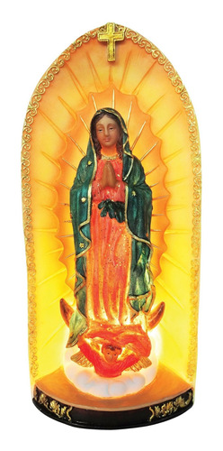 9.5 Inch Dama Guadalupana Luz Estatua Religiosa Lampara