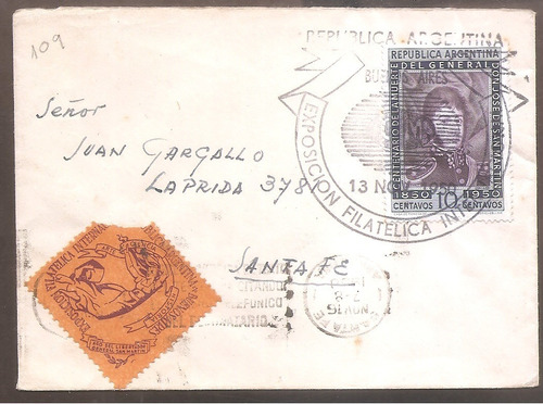 Argentina 1950 Sobre Circulado  Numero 109