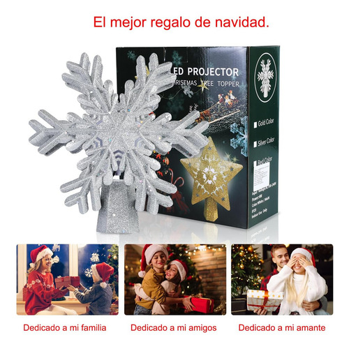 Punta De Árbol De Navidad Con Proyector 3d Copo De Nieve Y